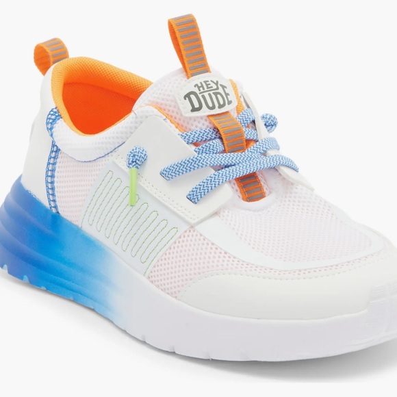 Hey Dude Women's White and Blue Sneakers - Picture 1 of 6